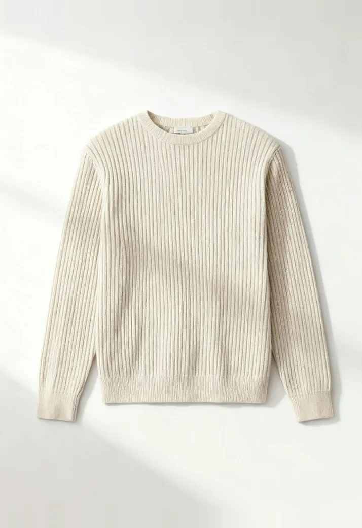Cream ribbed knit texture